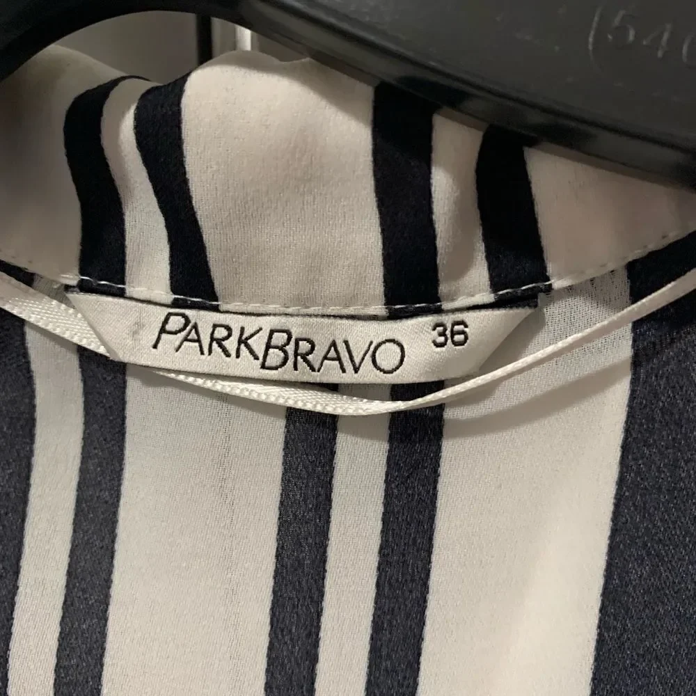 park bravo Stripes Deep V Long Sleeve Casual Blouse EU size 36 - Picture 3 of 3